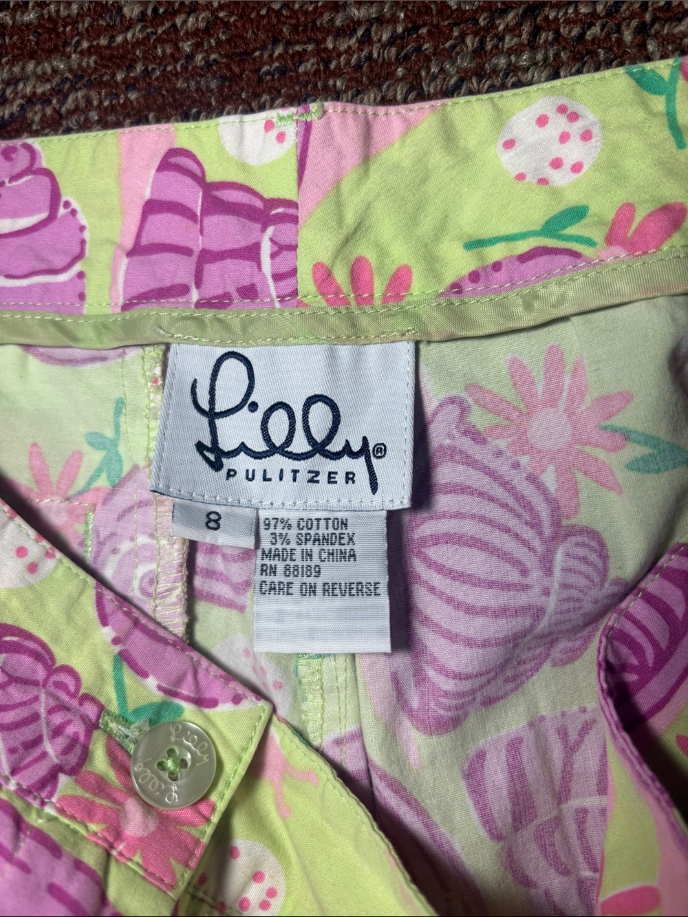 Vintage Y2K Lily Pulitzer snail pant pastel printed cropped cotton capri summer - Picture 5 of 11